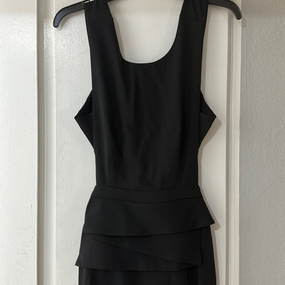 BCBG black long dress with open back.